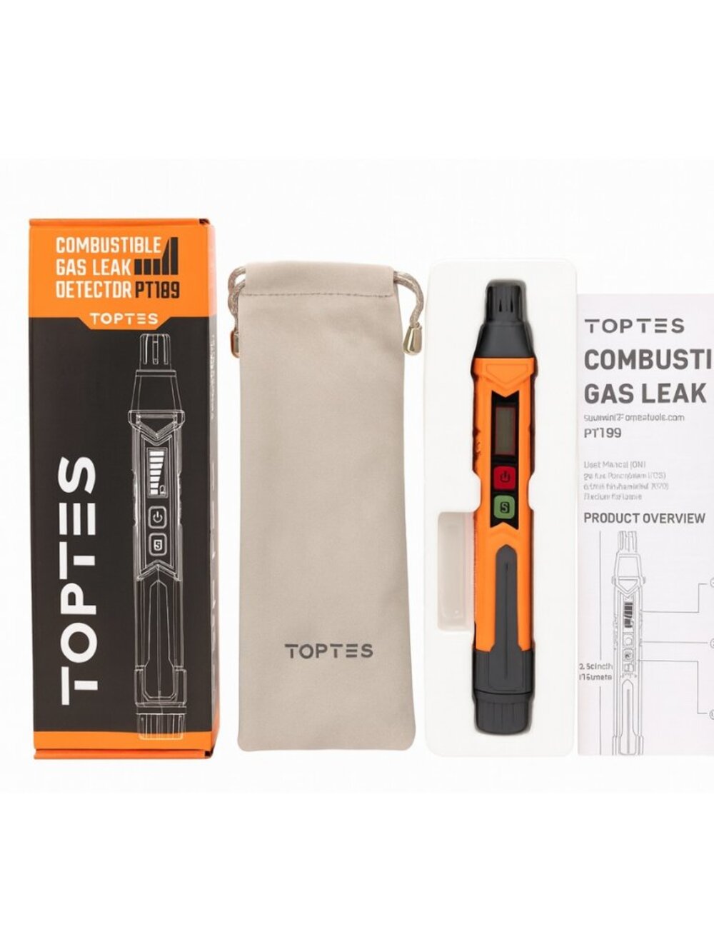 TOPTES PT199 Combustible Gas Leak Detector | Portable Natural Gas & Propane